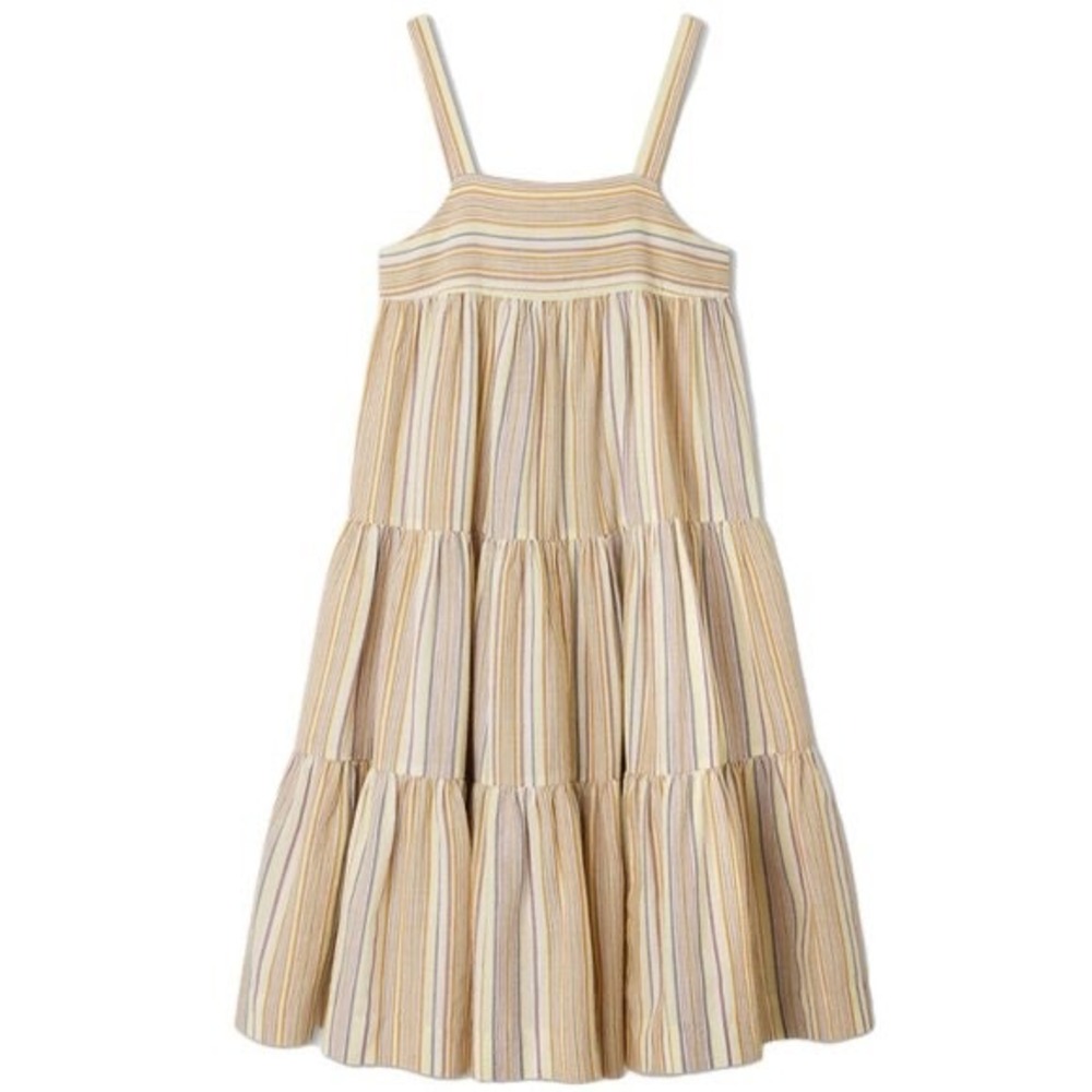 Bonpoint Womens Cora Striped Cotton Boho Summer Tiered Midi Dress Size XS